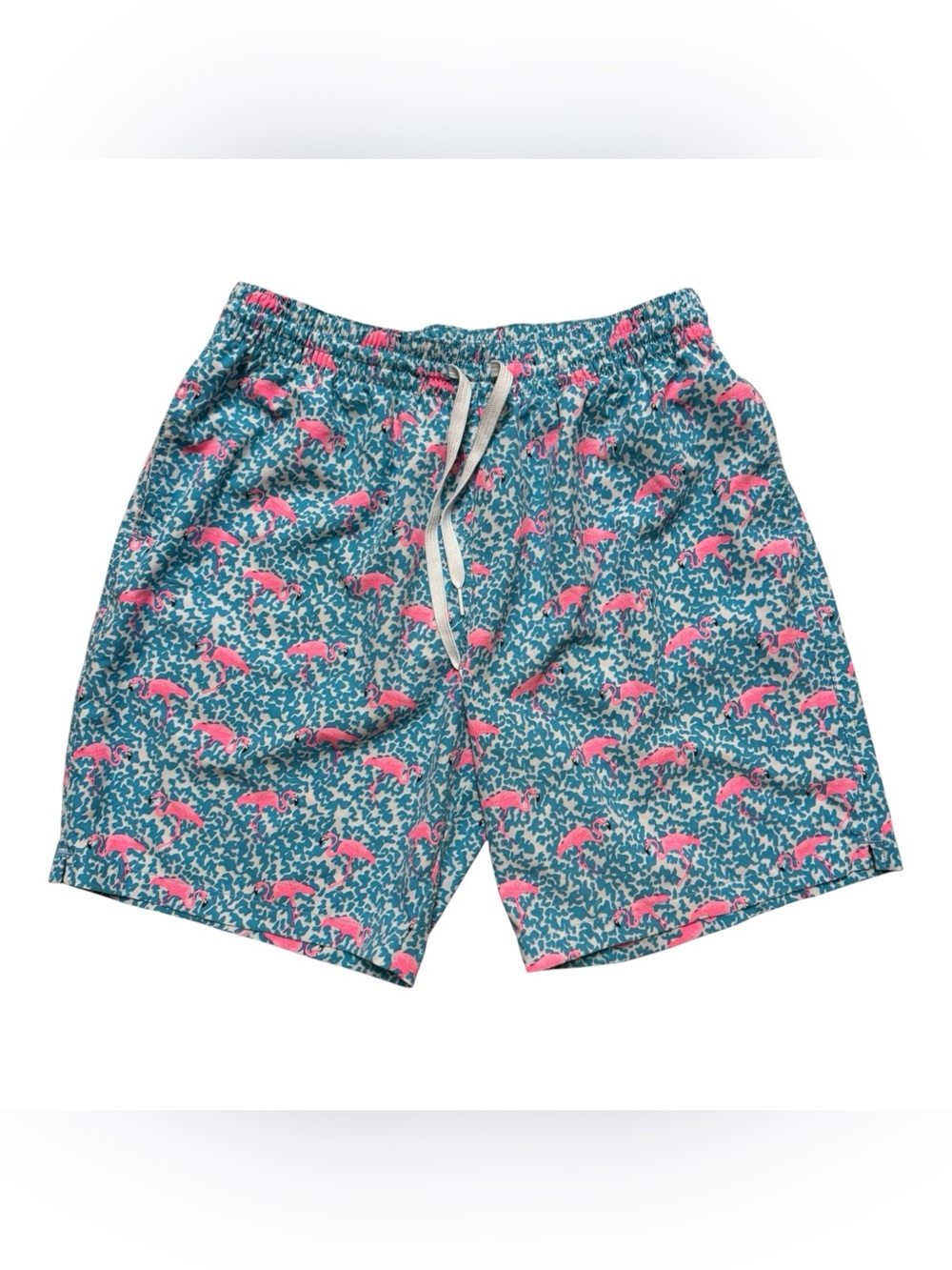 Chubbies Flamingo Swim Trunks Large 7” Inseam Blue Pink Lined Beach